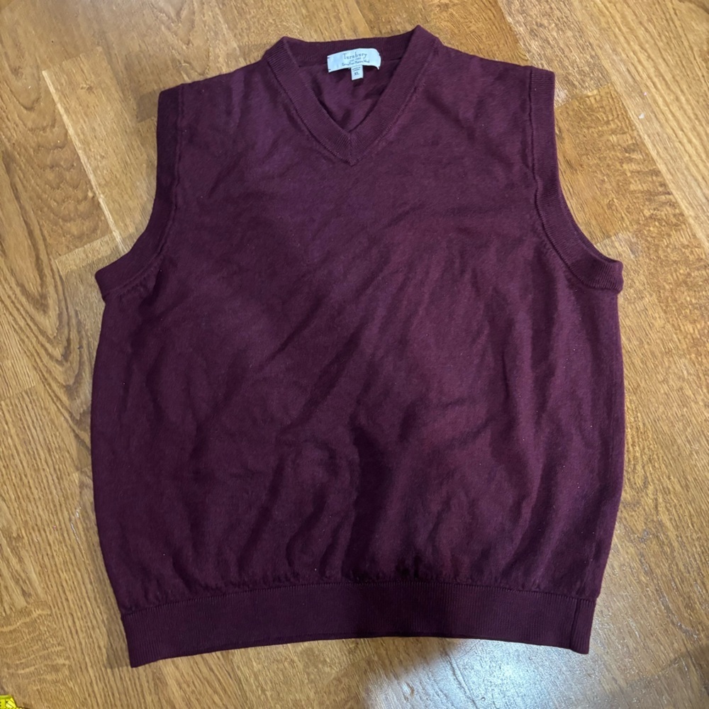 Turnbury Merino Wool Vest Men’s XL Burgundy Sleeveless Sweater